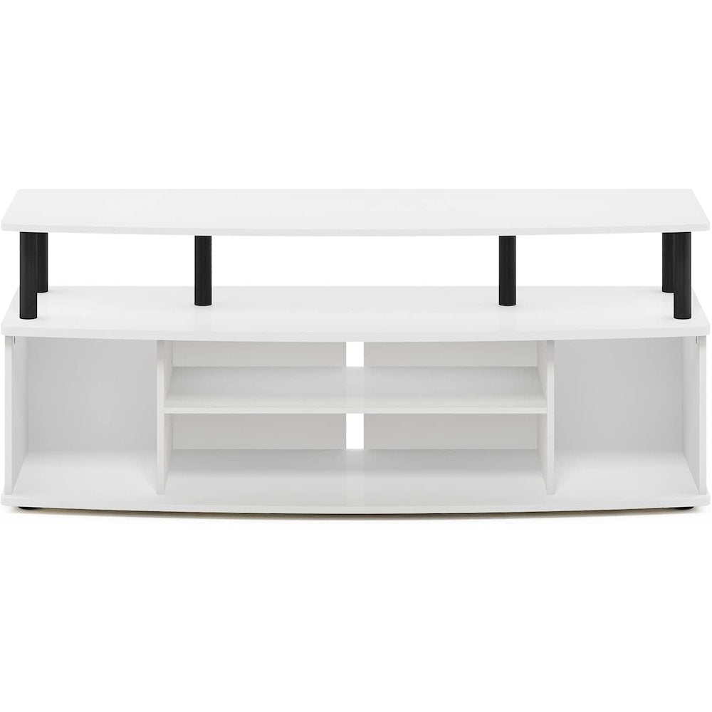 White 55 Inch TV Stand with 3 Shelves and 2 Cabinets Modern TV Console