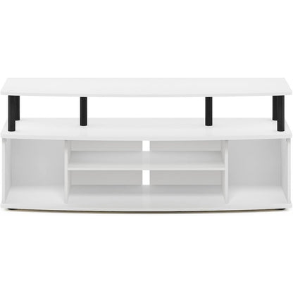 White 55 Inch TV Stand with 3 Shelves and 2 Cabinets Modern TV Console