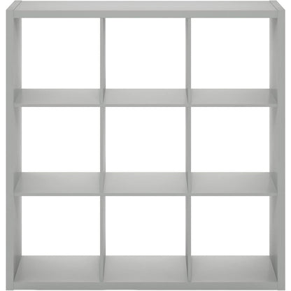 Light Grey Engineered Wood 9 Cube Storage Organizer with Open Back Design