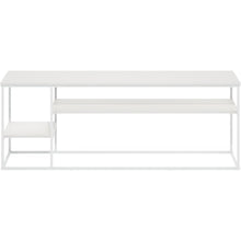 White 65 Inch Entertainment Center with Metal Frame and Open Shelf TV Console