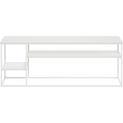 White 65 Inch Entertainment Center with Metal Frame and Open Shelf TV Console