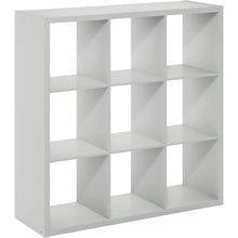 Light Grey Engineered Wood 9 Cube Storage Organizer with Open Back Design