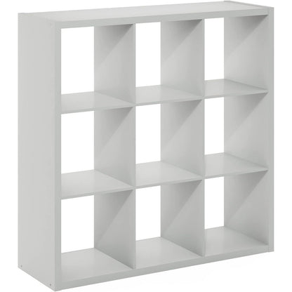 Light Grey Engineered Wood 9 Cube Storage Organizer with Open Back Design