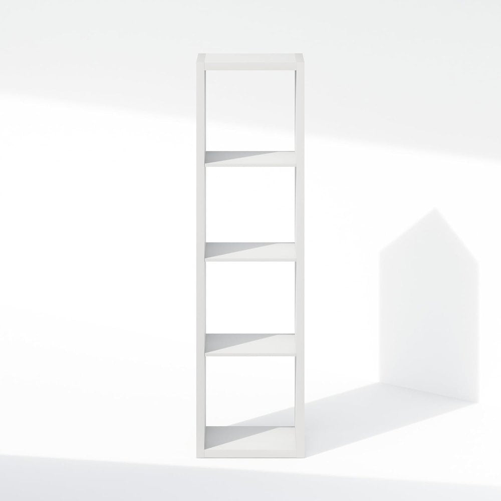 White Wood 4 Cube Storage Organizer with Open Back Vertical Cube Storage