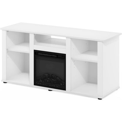 White 55 Inch Fireplace TV Stand with Five Shelves and Elegant Electric Insert