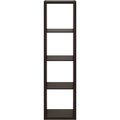 Black Wood 4 Cube Storage Organizer with Open Back Vertical Cube Storage