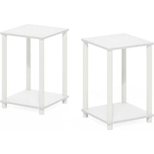 White Wooden End Tables Set of 2 with Storage Shelves for Living Room