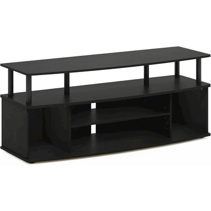 Black TV Stand with 3 Open Shelves, 2 Cabinets, for Up to 55 Inch TV