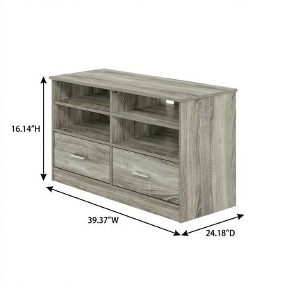 French Oak TV Stand with Drawer and Wood Construction