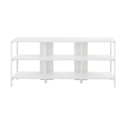 Modern TV stand, up to 60-inch TVs, metal, wood construction, clean white finish