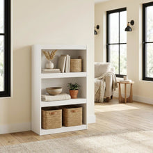 White 3-Tier Adjustable Shelf Bookcase with Modern Storage Design