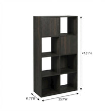 Wooden bookcase with open shelves for home or office storage