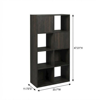Wooden bookcase with open shelves for home or office storage