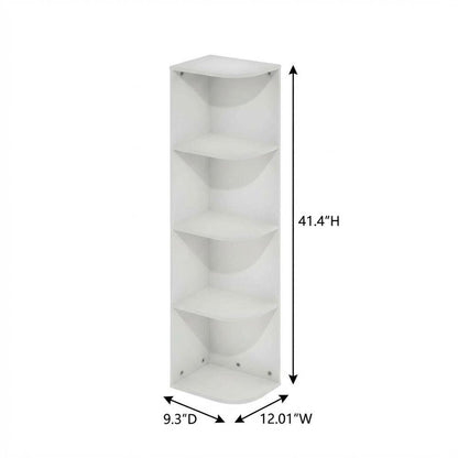 White 4-Tier Corner Open Shelf Bookcase with Durable Wood Construction