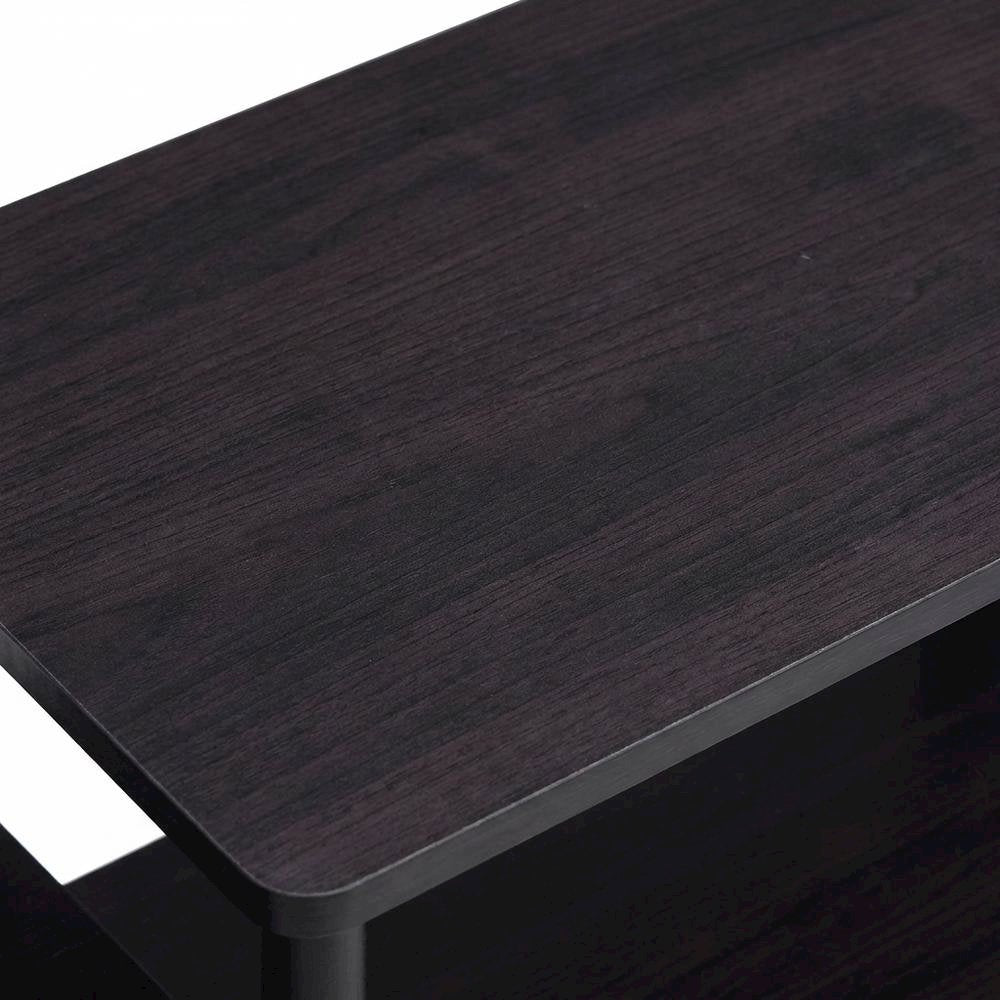Dark Walnut Furinno No Tools Entertainment Center with Spacious Storage