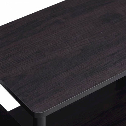 Dark Walnut Furinno No Tools Entertainment Center with Spacious Storage