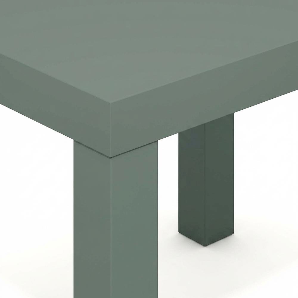 Square Side Table Set of 2 with Thick Tabletops and Sage Green Finish
