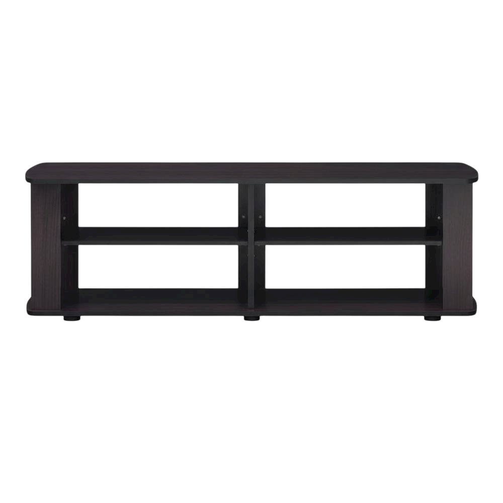Dark Walnut Wood TV Stand with Spacious Storage and Sleek Design