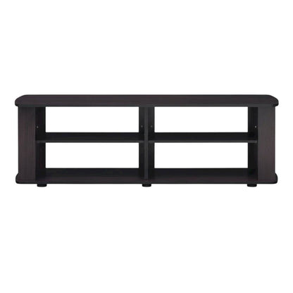Dark Walnut Wood TV Stand with Spacious Storage and Sleek Design