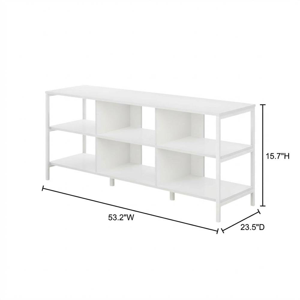 Modern TV stand, up to 60-inch TVs, metal, wood construction, clean white finish
