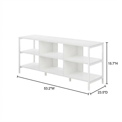 Modern TV stand, up to 60-inch TVs, metal, wood construction, clean white finish