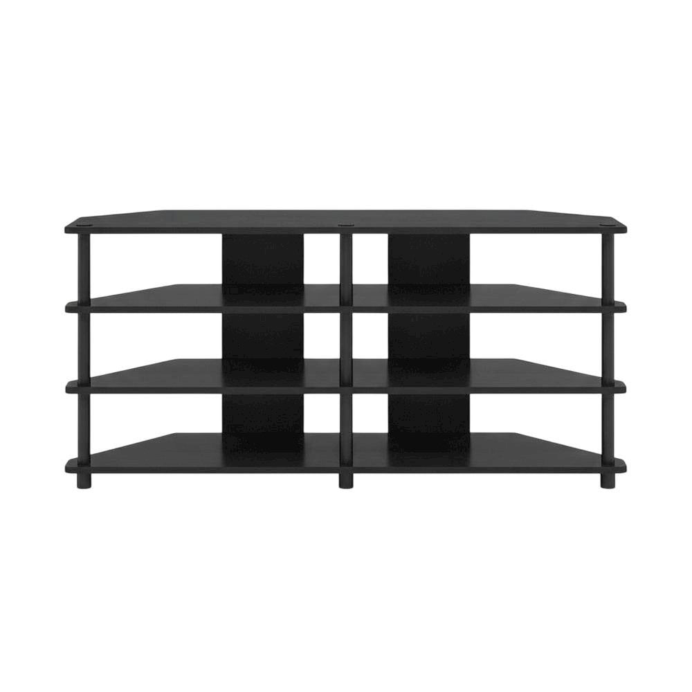 Corner TV Stand for 55-Inch TVs in Blackwood and Black Finish with Easy Assembly