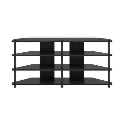 Corner TV Stand for 55-Inch TVs in Blackwood and Black Finish with Easy Assembly