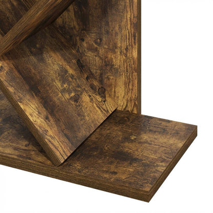 Wood Bookcase in Warm Brown Finish with Ample Storage and Easy Assembly