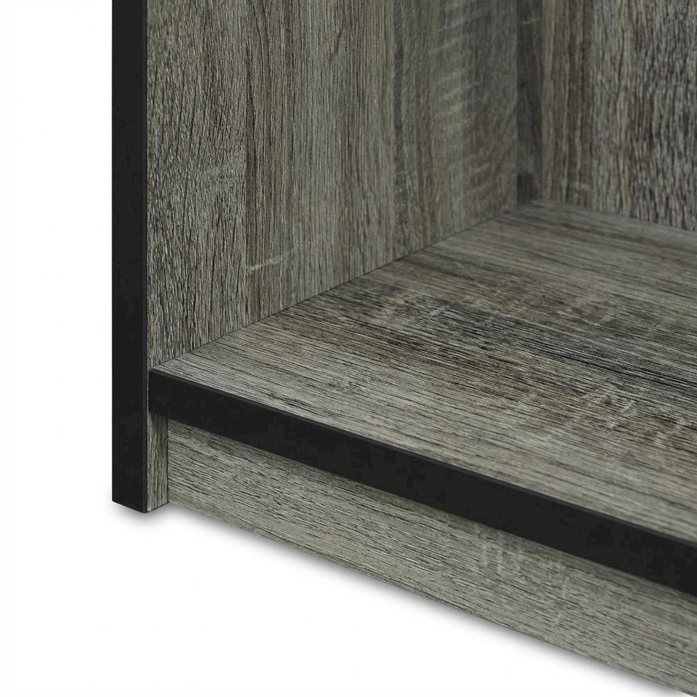 French Oak Grey 3-Tier Adjustable Bookcase with Wooden Shelves