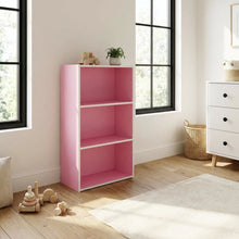 Pink 3-Tier Open Shelf Bookcase with Wood Material for Easy Storage