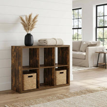 Wooden bookcase with spacious shelves for organized storage