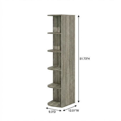 Corner Open Shelf Bookcase in French Oak Finish for Residential Storage