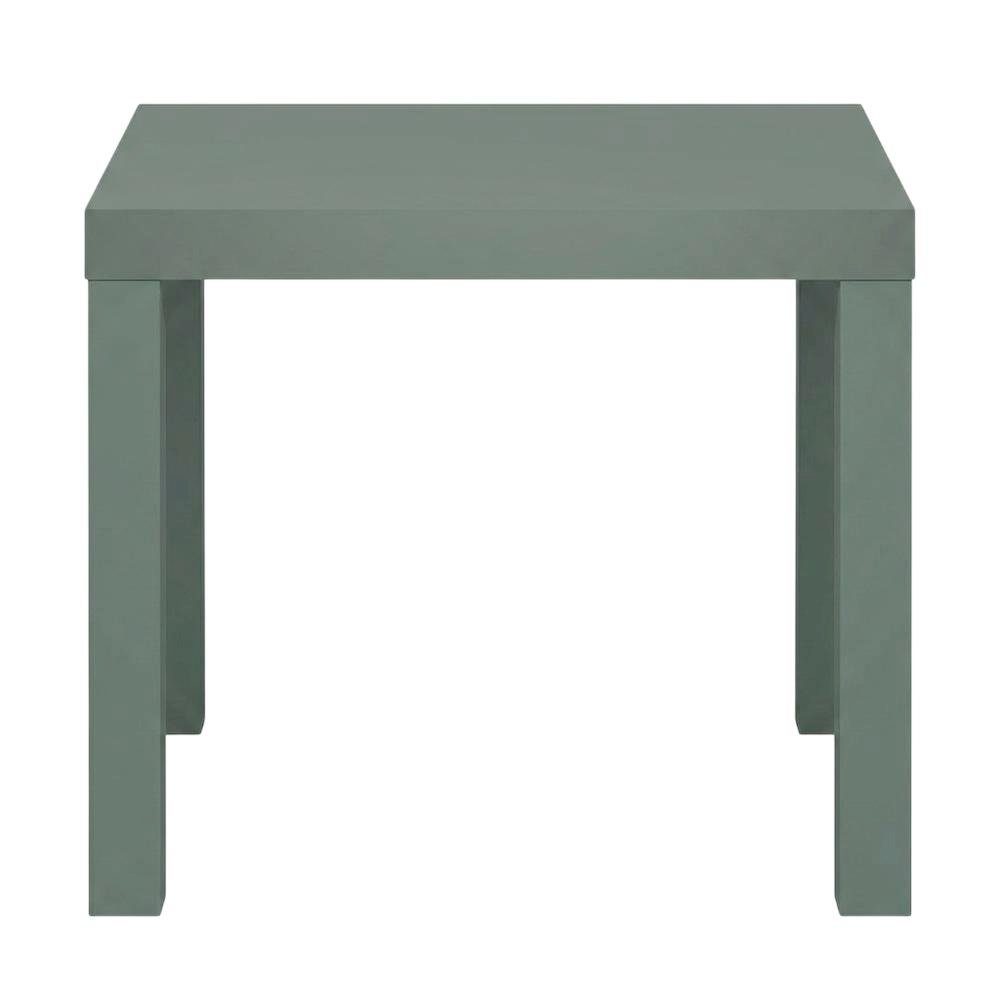 Square Side Table Set of 2 with Thick Tabletops and Sage Green Finish