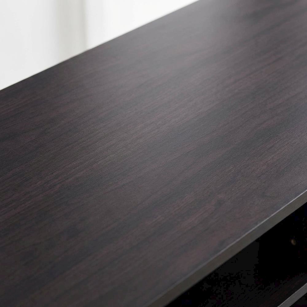 Dark Walnut Wood TV Stand with Spacious Storage and Sleek Design