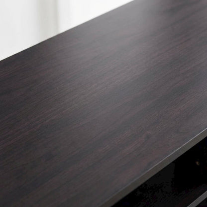 Dark Walnut Wood TV Stand with Spacious Storage and Sleek Design