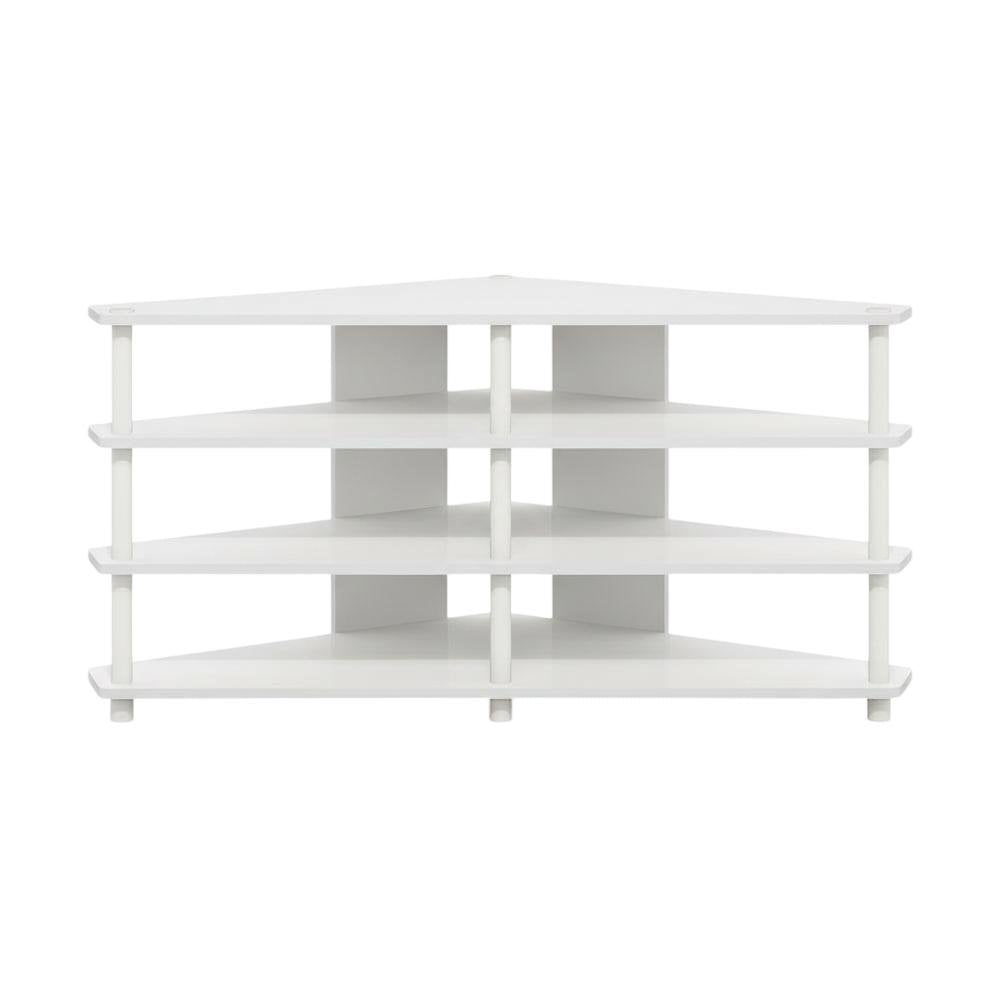 White 4-Tier Corner TV Stand with Easy Assembly for up to 55-Inch TVs