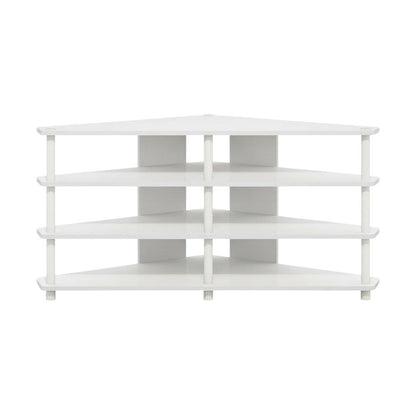 White 4-Tier Corner TV Stand with Easy Assembly for up to 55-Inch TVs