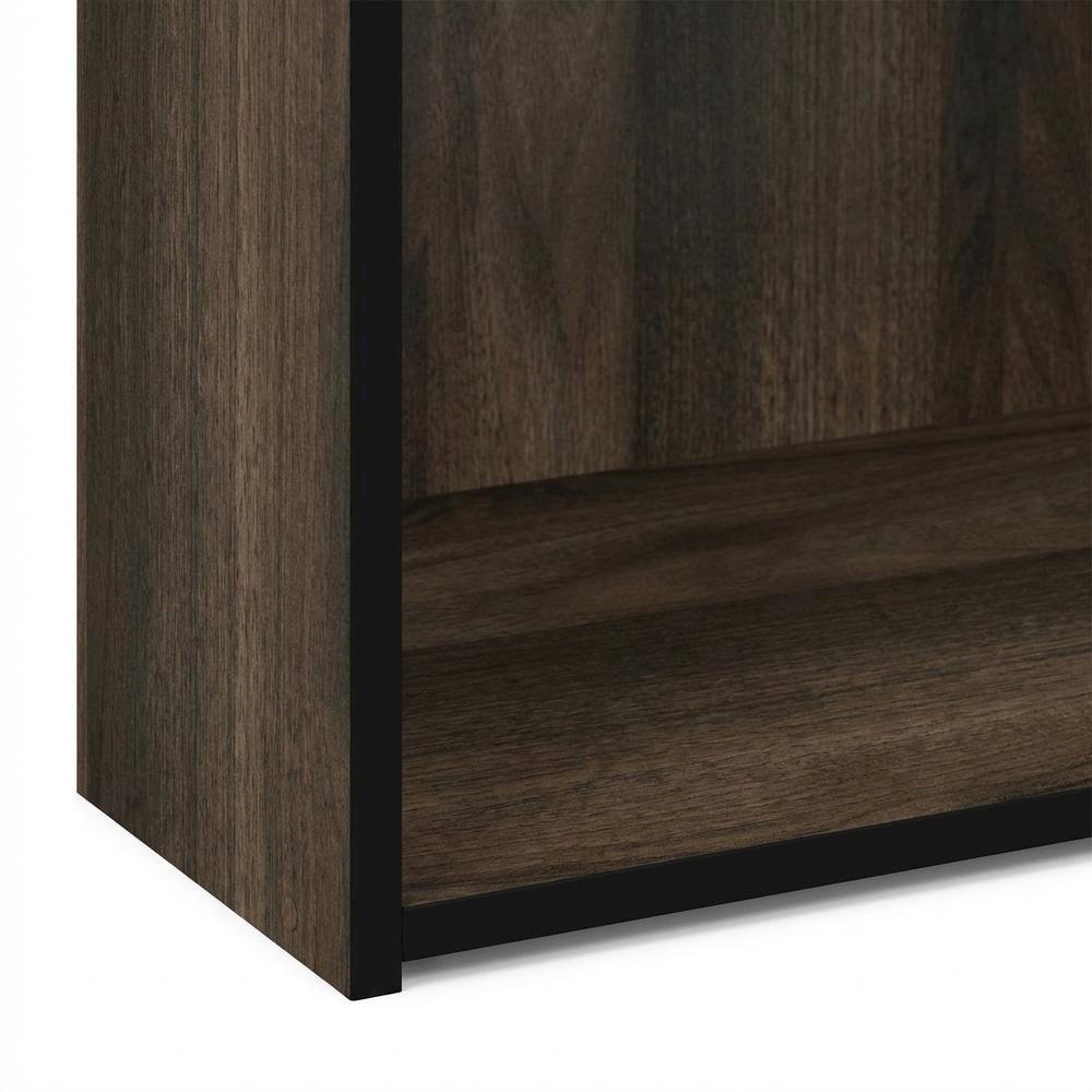 Wooden 3 Tier Open Shelf Bookcase in Columbia Walnut with Ample Storage