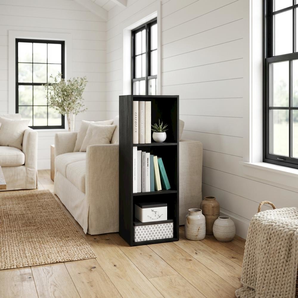 Wooden Bookcase in Walnut Finish with Adjustable Shelves