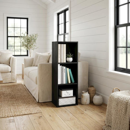 Wooden Bookcase in Walnut Finish with Adjustable Shelves