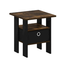 Amber Pine Nightstand with Bin Drawer, Wooden Frame for Cozy Bedroom Storage