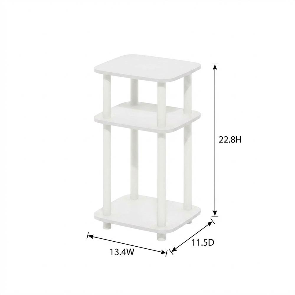 White 3-Tier Curve End Table with Modern Design and Stable Construction