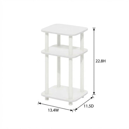 White 3-Tier Curve End Table with Modern Design and Stable Construction