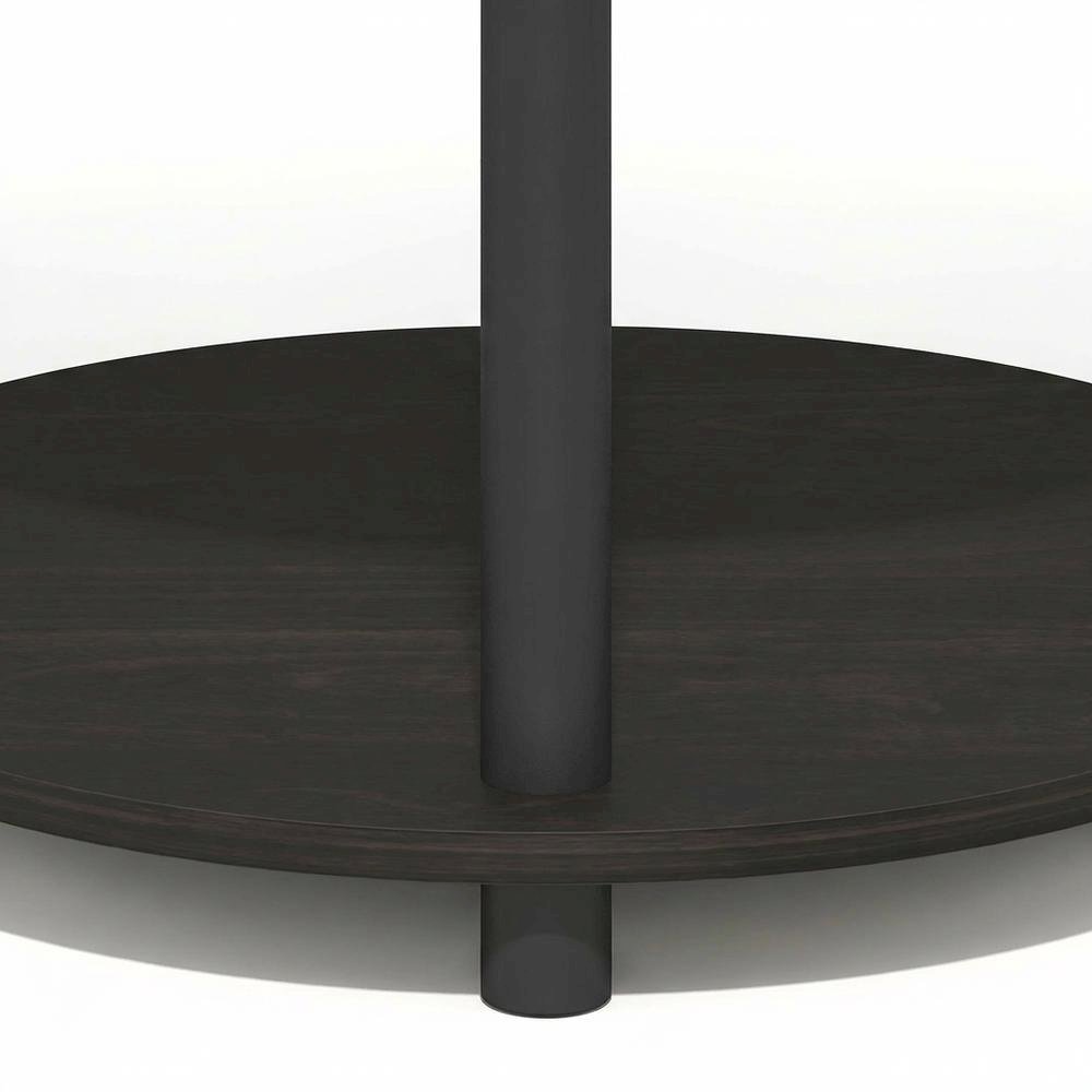 Espresso 3-Tier Oval Nightstand with Open Shelving Bedside Table