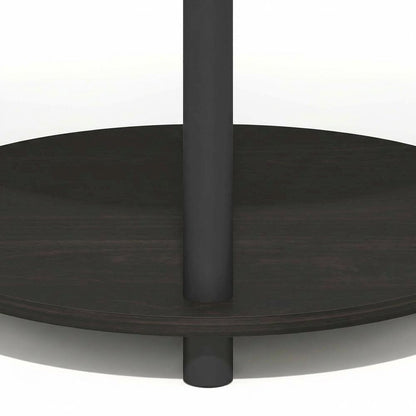 Espresso 3-Tier Oval Nightstand with Open Shelving Bedside Table