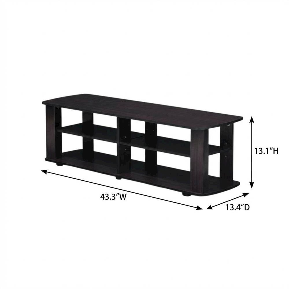 Dark Walnut Wood TV Stand with Spacious Storage and Sleek Design