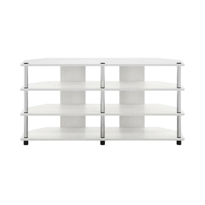 White 4-Tier Corner TV Stand for TVs up to 55 inches with easy assembly