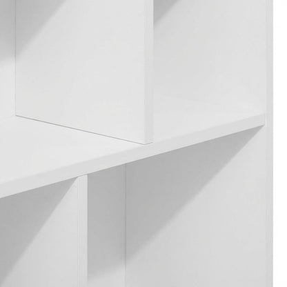 White 7-Cube Irregular Bookcase with Storage Organizer and Modern Design