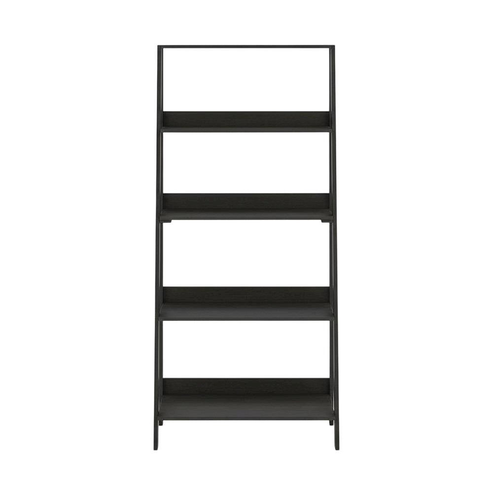 Espresso 5-Tier Ladder Bookcase with Display Shelves and Wood Construction
