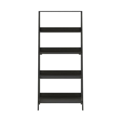 Espresso 5-Tier Ladder Bookcase with Display Shelves and Wood Construction